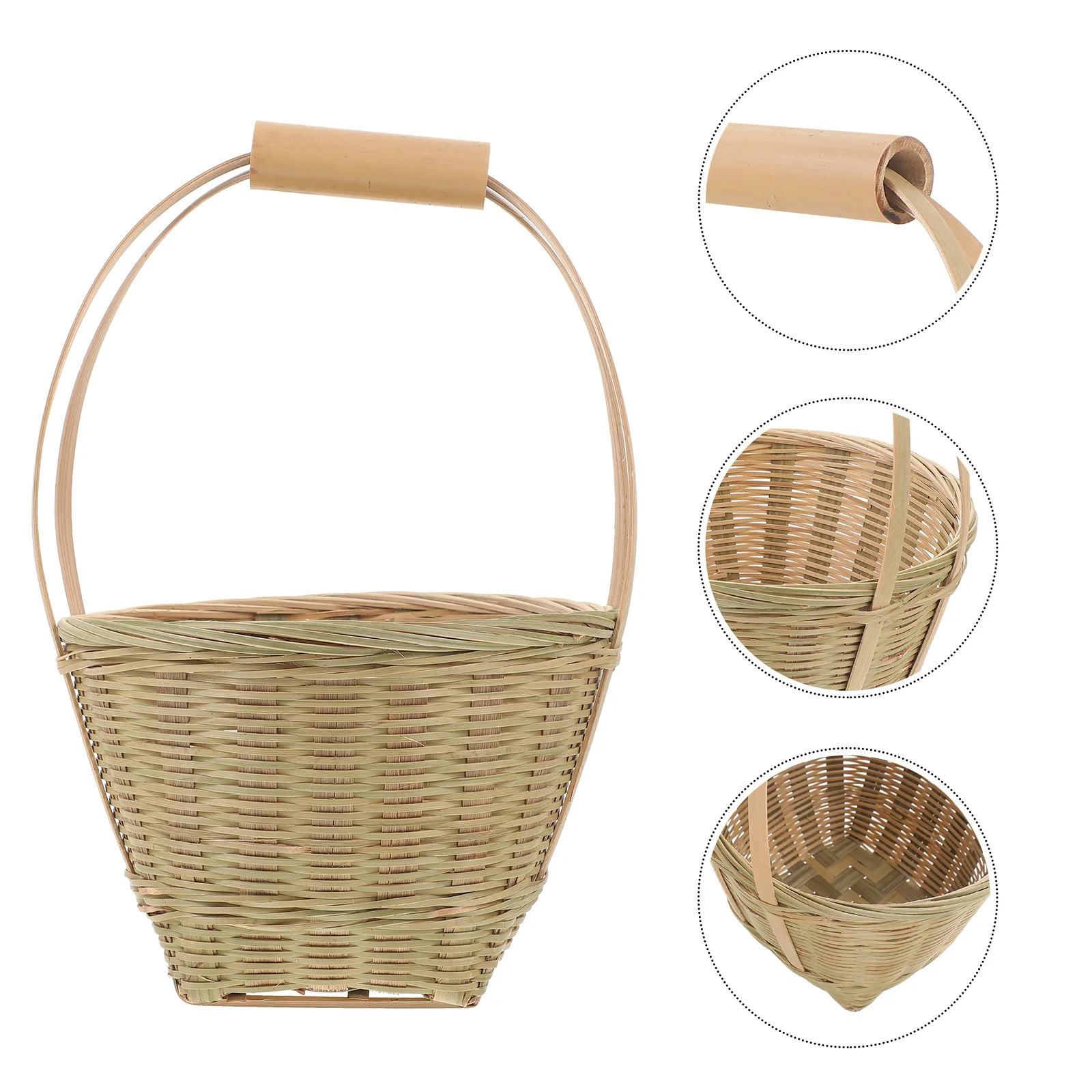 

Handwoven Bamboo Basket with Handle Storage for Fruit Egg Bread Kitchen Organizer Woven Storage Basket for Home Use