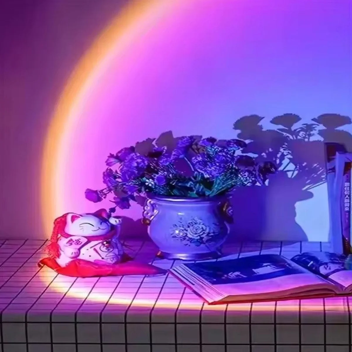 LED Rainbow Sunset โคมไฟบรรยากาศ Night Light การถ่ายภาพเติมแสง Artifact Creative Room ตกแต่งของขวัญ