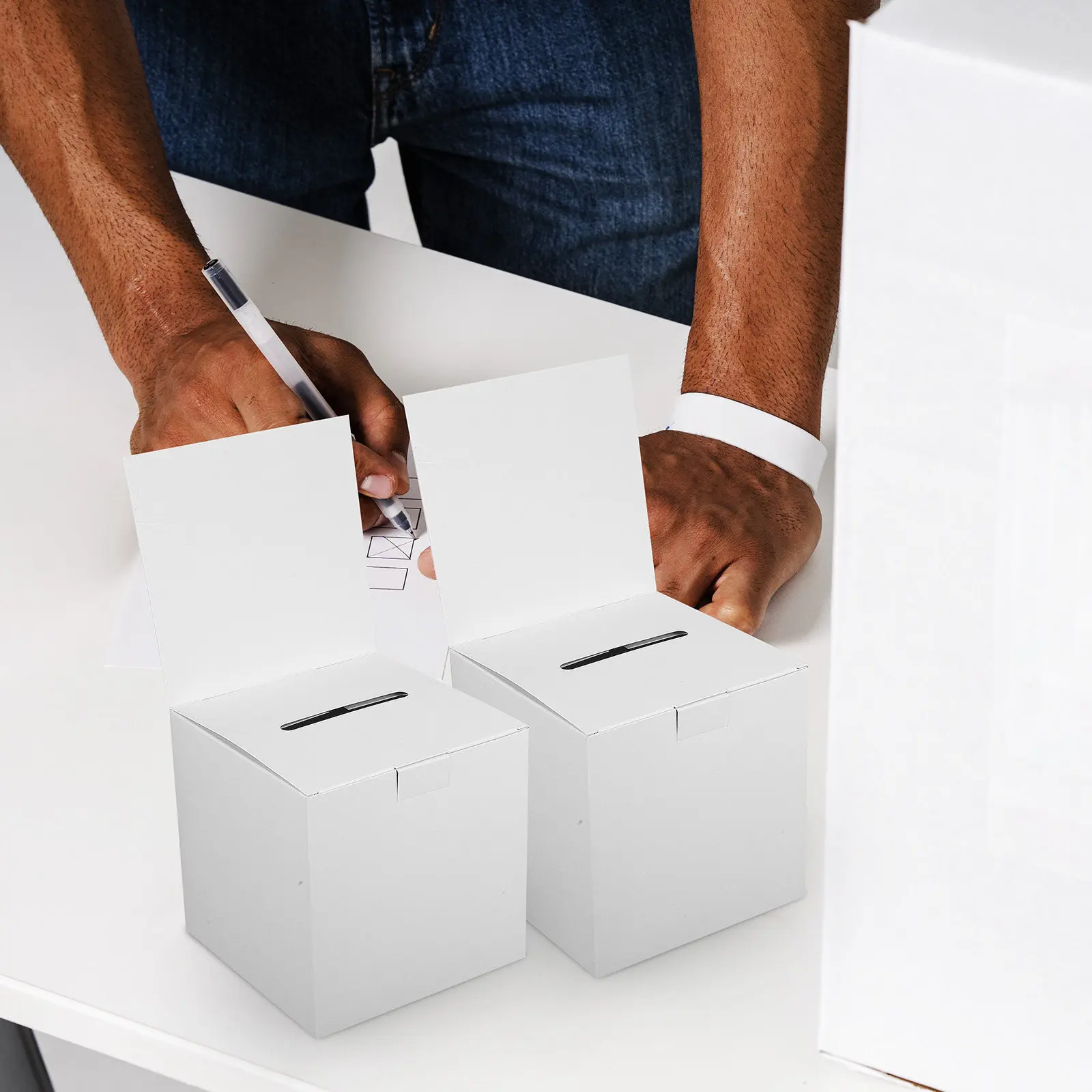 6Pcs Raffle Boxes Cardboard Voting Ballot Ticket Organizer Foldable Lightweight Present Box Raffle Box Present Wrap Storage Bag