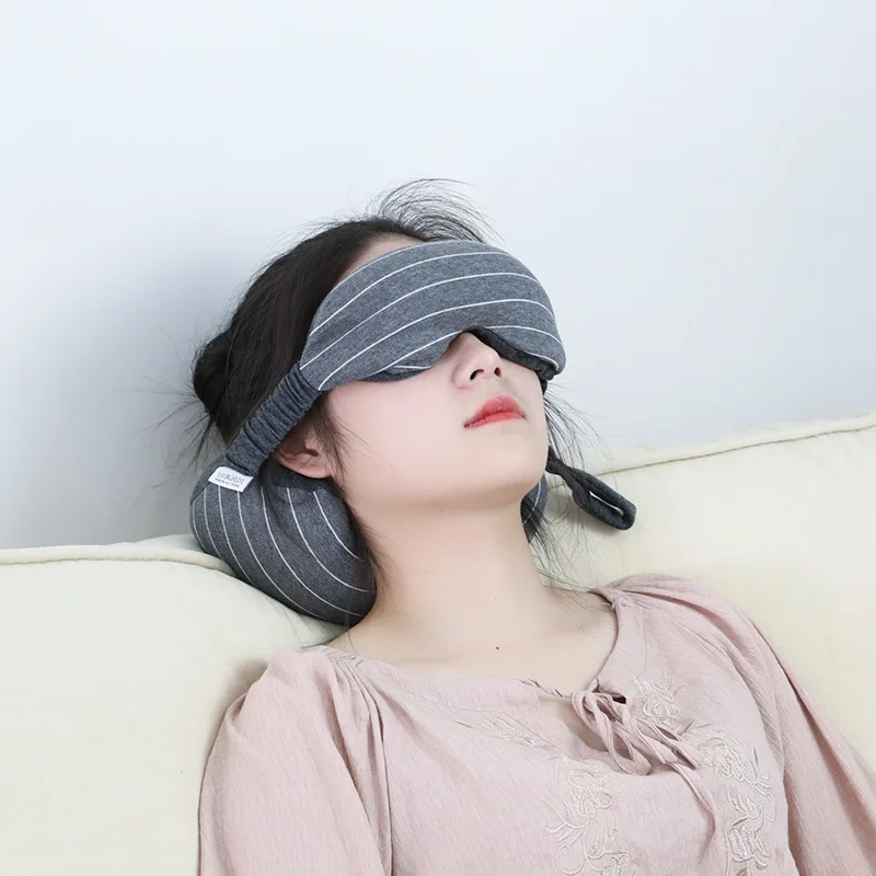 

Eye mask neck pillow 2-in-1 neck guard portable Travel Pillow Flight Sleep Rest Airplane Office Napping Sleeping Pillows