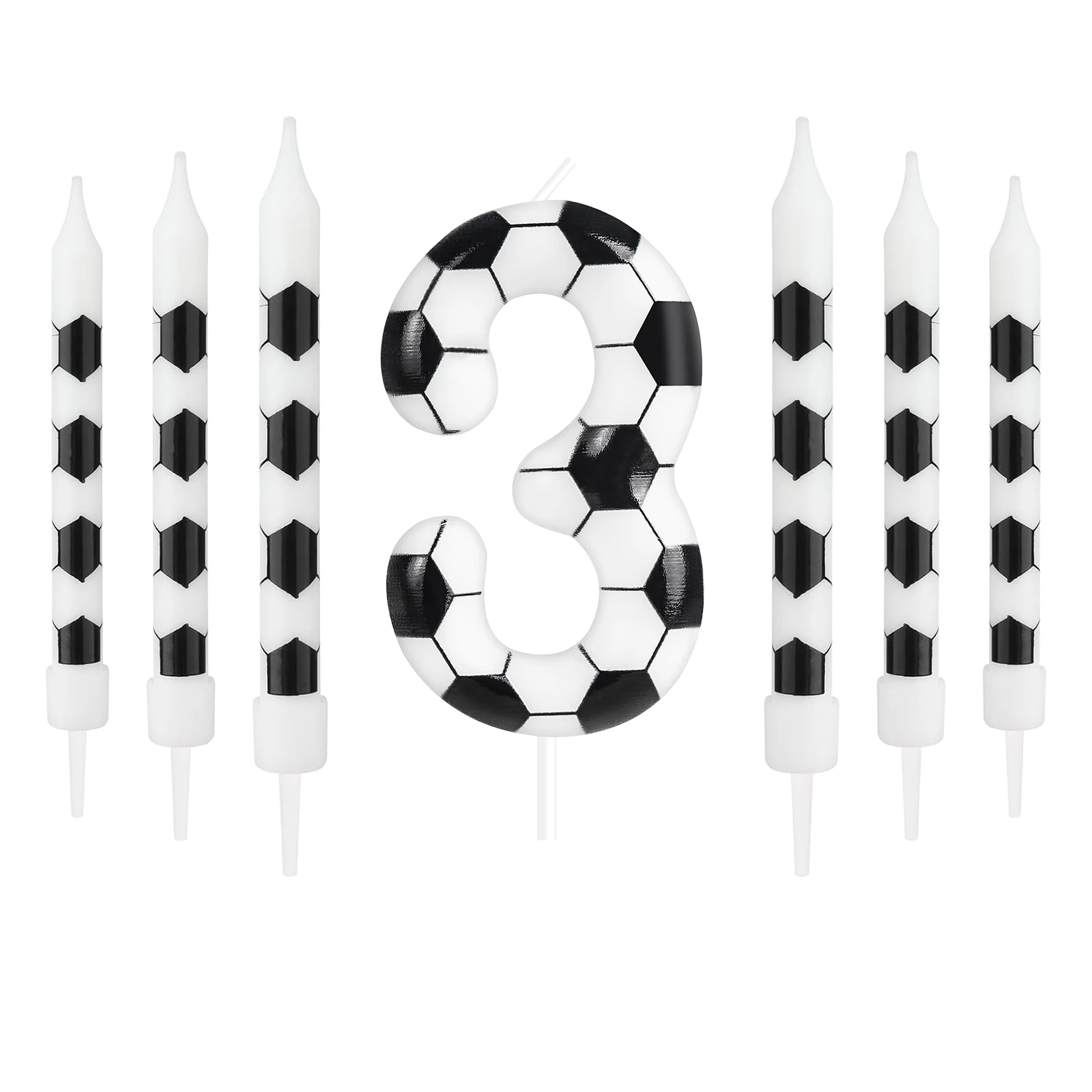 7 Stück Geburtstagskerzen, Fußball-Sport-Thema, Partydekoration, Geburtstagskuchenkerzen für Jungen, Mädchen, Kinder, Partyzubehör – Detail 10