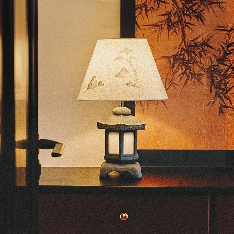 

Song Style Aesthetic Fabric Table Lamp Adjustable Angle Bedroom Eye Protection Light Tea Room Homestay Study Retro Light Fixture