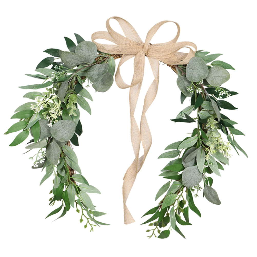 

Eucalyptus Leaves Artificial Wedding Decor Fake Flower Horseshoe Home Party Store Background Christmas Festival Hanging