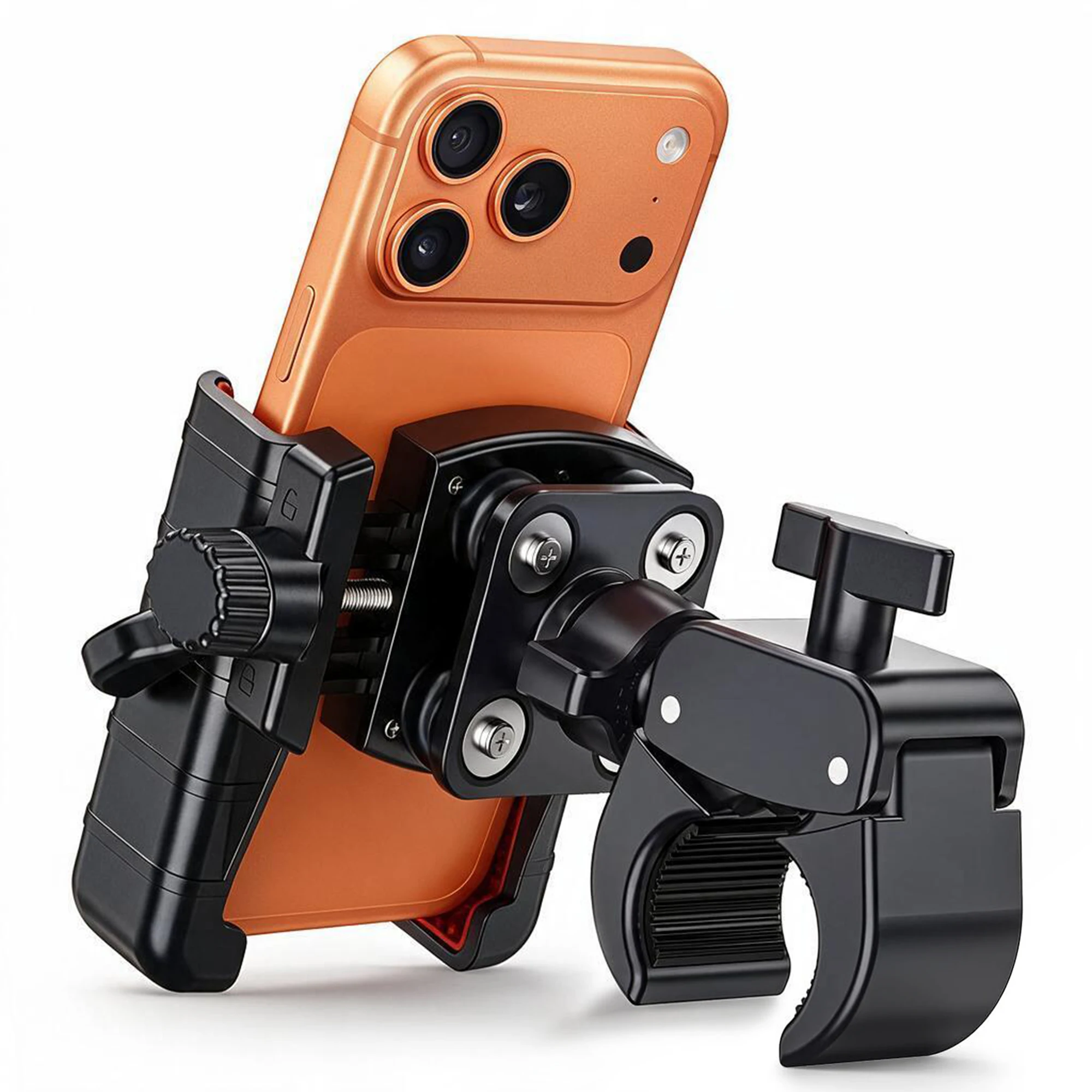 Motorcycle Phone Mount Holder with Dual Vibration Dampener,Bike Phone Mount,Fits iPhone for Riders ,E-Bike, Stroller