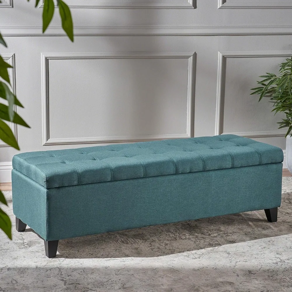 

Fabric Storage Ottoman,Dark Teal Dimensions: 19.25”D x 50.75”W x 16.25”H Bench