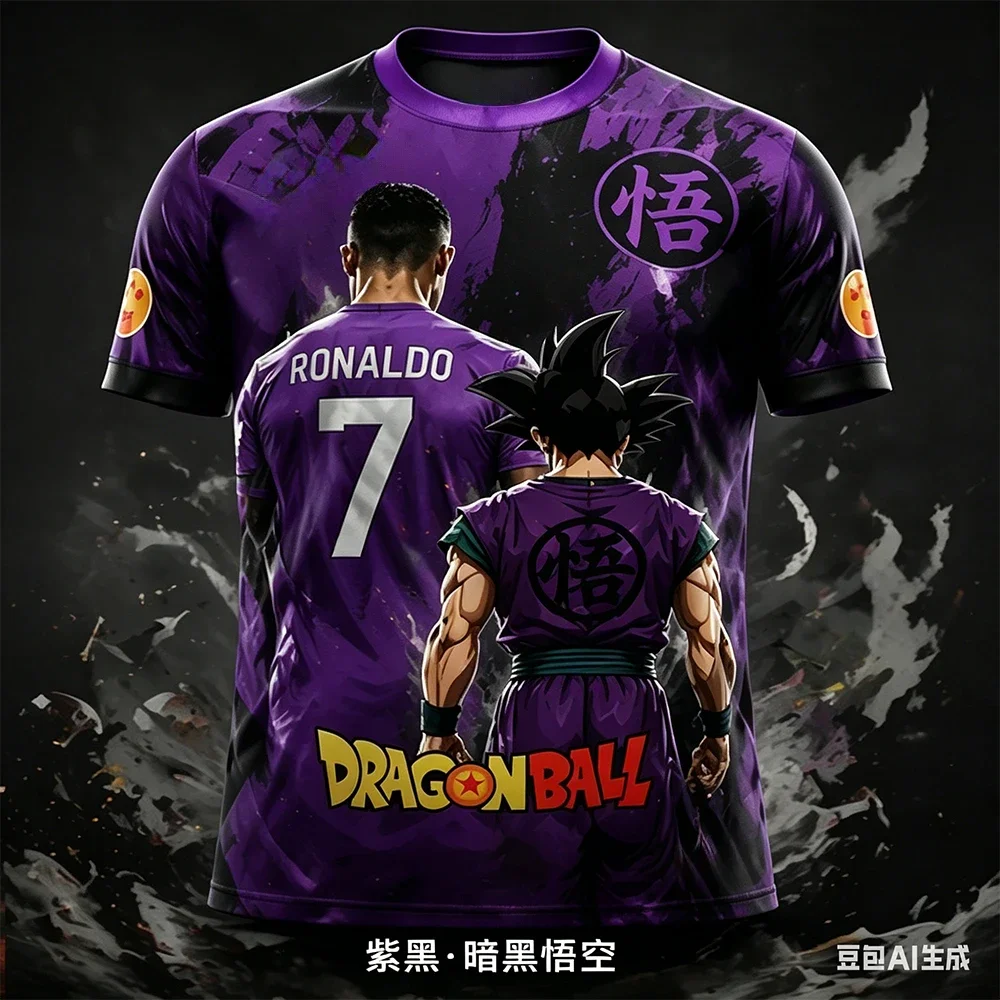 Sommer Neu Heißer Verkauf Dragon Ball/Ronaldo Kurzarm-T-Shirt für Kinder/Erwachsene Übergroßes Atmungsaktives Schnelltrocknendes Fußball-Sport-Oberteil Herren Trikot – Detail 4