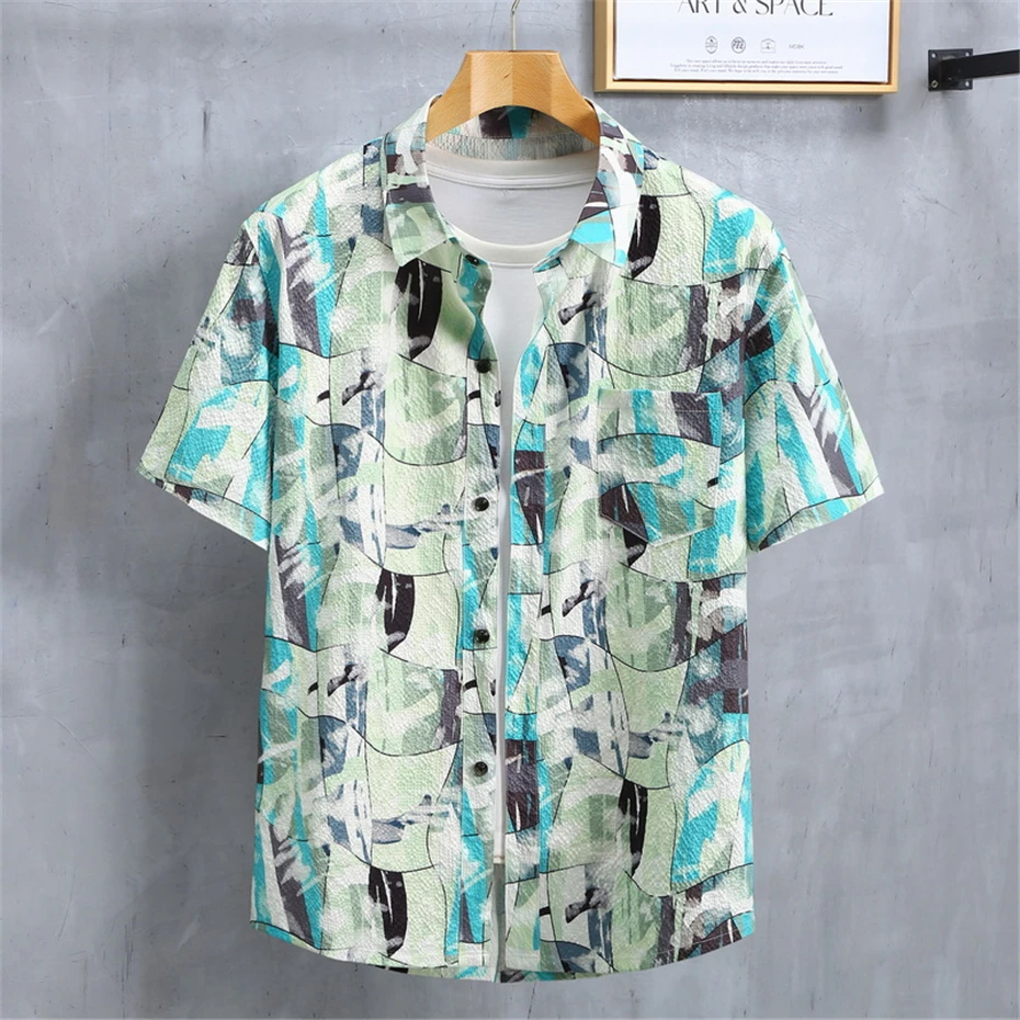 Summer Shirts Men Plus Size 10XL 11XL Hip Hop Fashion Short Sleeve Shirts Male Big Size 11XL Stretch Shirt