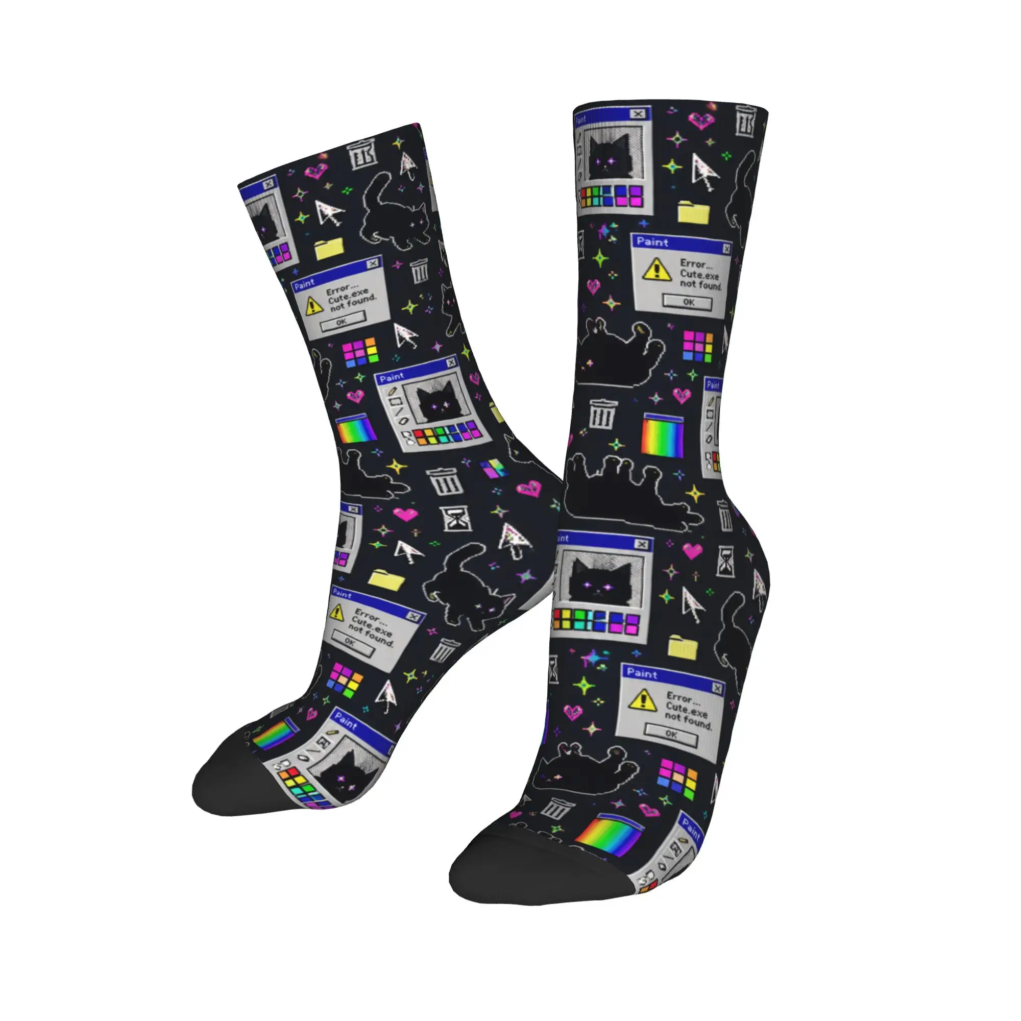 Cyber ​​retro computer system malfunction pop up window printed Socks  Non Skid Stockings Men Warm Soft Socks Spring Socks