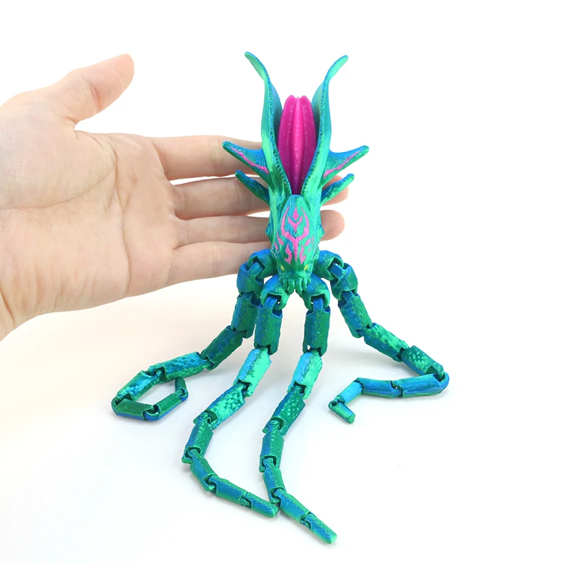 3D Printed Articulated Octopus Fidget Toy Multi-Jointed Movable Deep Sea Creature Action Figure for Home Desk Decor