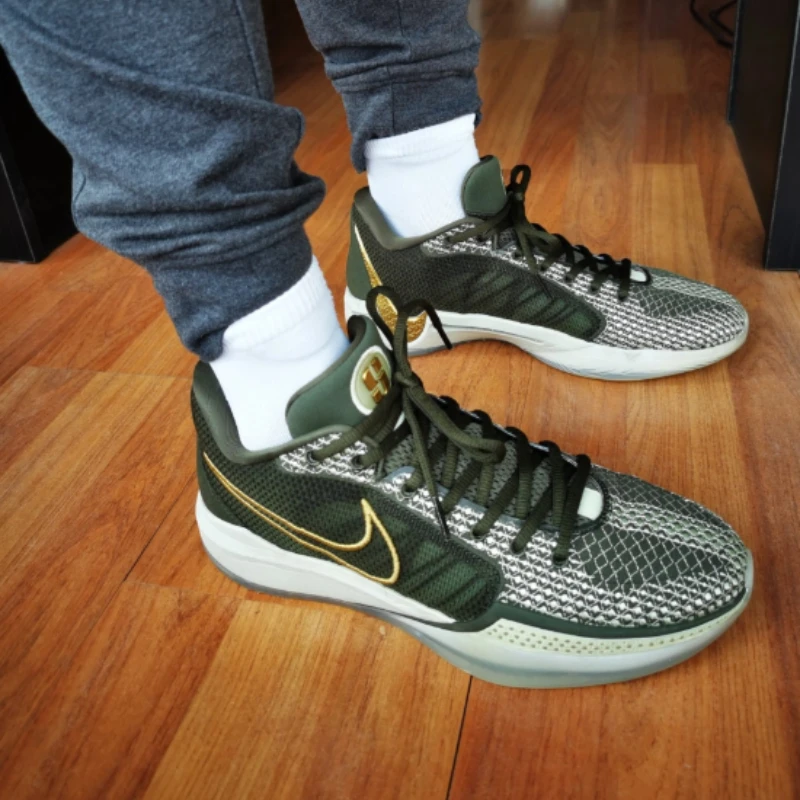 Nike Sabrina 1 EP Olive Metallic Gold Women Breathable Anti-Slip Hard-Wearing Retro Basketball Shoes Sports Sneakers HF5517-302