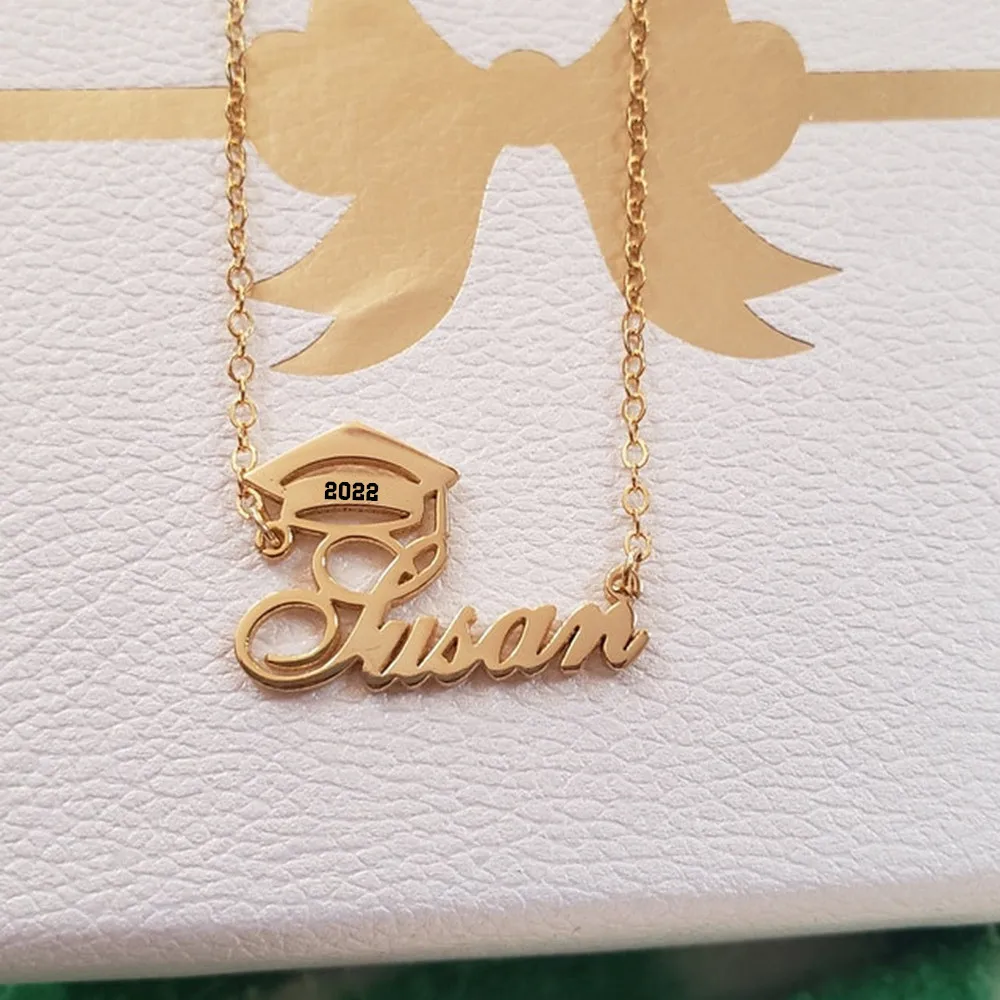 Custom Name Necklaces Personalized Nameplate Collares Stainless Steel Jewelry Personalized Graduation Necklace 2022 Gift