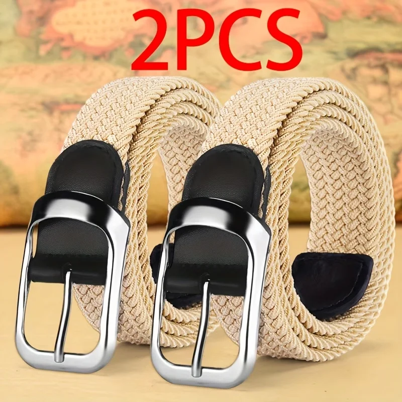 2pc women belts casual adjustable waistband elastic belt woven outdoor sports waistband paired with dresses jeans belt for women