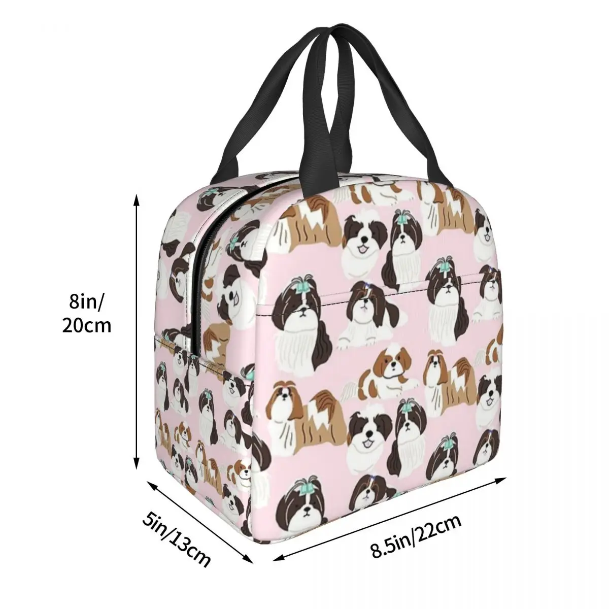 Shih Tzu Dog Pattern Lunch Bags Insulated Bento Box Portable Lunch Tote Leakproof Cooler Thermal Bag for Woman Girl School