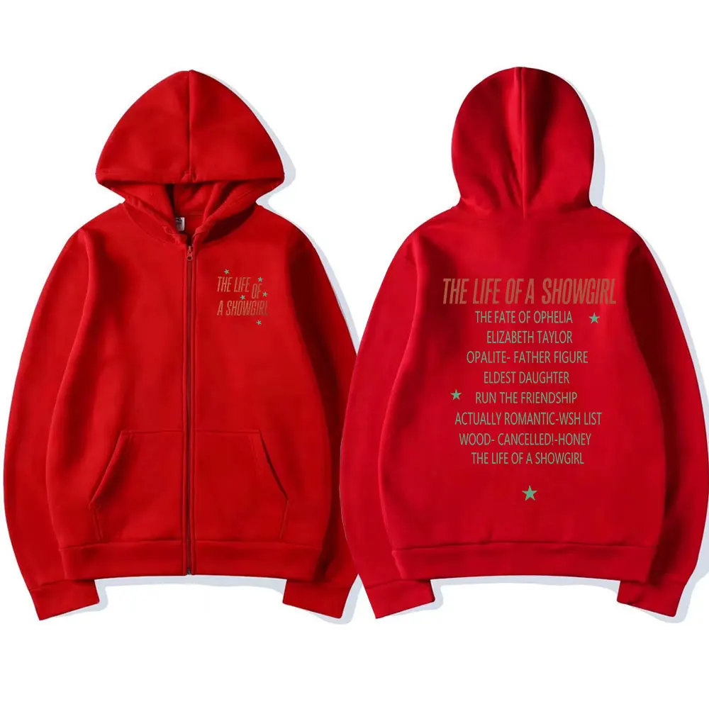 حياة فتاة Showgirl 2025 ألبوم سستة هوديس الرجال النساء الملابس Harajuku زمم قمصان سويت شيرت بقلنسوة كم طويل معاطف جاكيتات