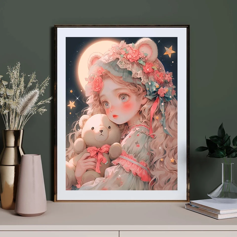 New Arrival Diamond Painting pink Cute Girl Teddy Bear Full Diamond Mosaic Art 5d Diy Embroidery Cartoon Cross Stitch Kit Gifts