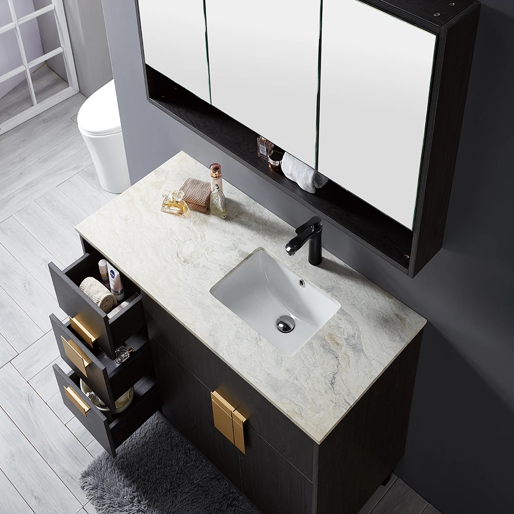 Bathroom Floor Standing Cabinet Vanity Storage Organizer With Mirror Cabinets