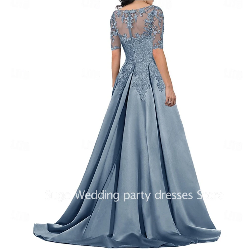Customized Elegant Beads Long Mother of the Bride Dresses Satin V-Neck Floor-Length A-Line Wedding Guest Party Groom Dress 2025