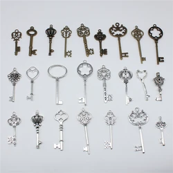 5pcs Key Charms Pendant Antique Bronze Silver Color DIY Handmade Crafts Making Findings Tibetan Jewelry For Jewelry Making