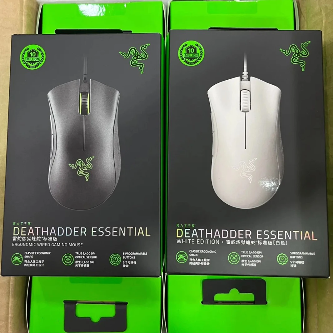 ماوس ألعاب لاسلكي سلكي إصدار قياسي من Razer Deathadder للكمبيوتر والمكتب والرياضات الإلكترونية، تصميم مريح عالي الدقة