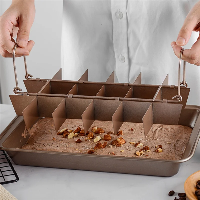 ABGH-Brownie-Pan With Dividers,Nonstick Baking Loaf Pan Baking Pan Baking Pan,18 Pre-Cut Square-Molds For Cake