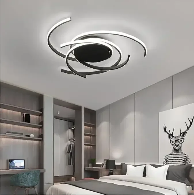 Creative Modern Led Ceiling Lights Living Room Bedroom Study Balcony Indoor Lighting Black White Aluminum Ceiling Lamp Fixture