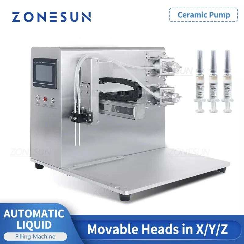 ZONESUN – Machine de remplissage automatique de liquide, pompe à piston en céramique, pour petit Tube de texte, laboratoire, 0.3-2.8ml
