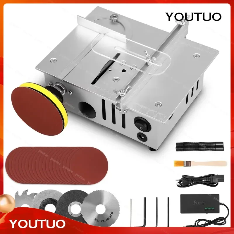Micro Table Saw With 4 Sets Saw Blades Dual Motor Control 7 Speed 96w Portable Precision Table Saw Height Adjustable