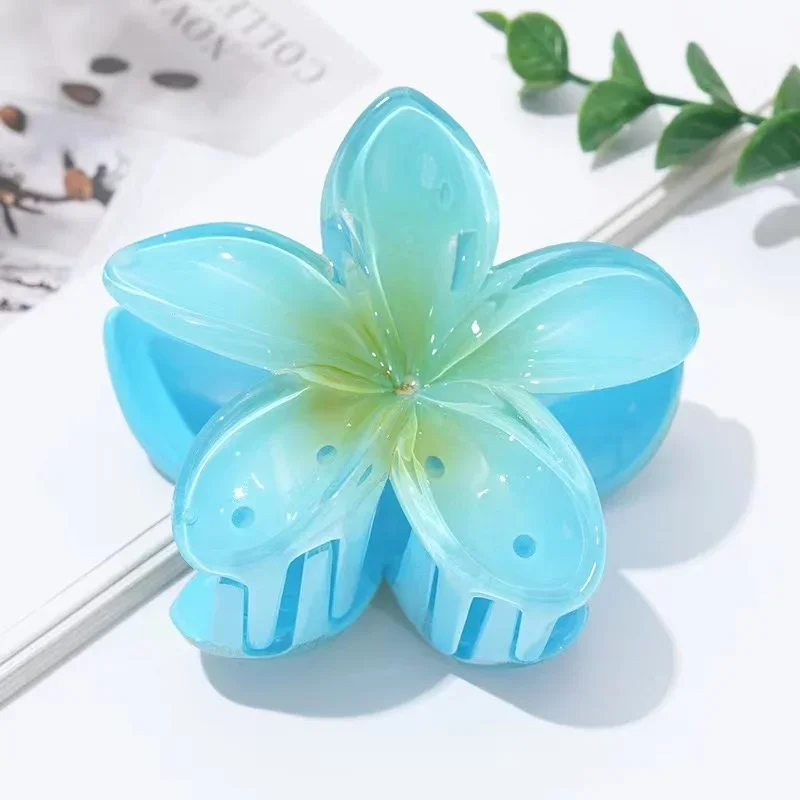 Acryl-Haarnadel mit großer Blume und Farbverlauf, süßes Haar für Frauen, Klaue, Krabbenklammer, Haarnadel, hawaiianische Tiara, böhmisches Strandaccessoire