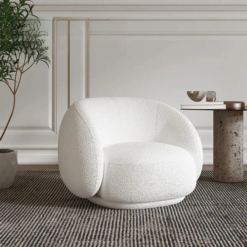 

Lamb wool curved sofa Nordic style small apartment household Internet celebrity