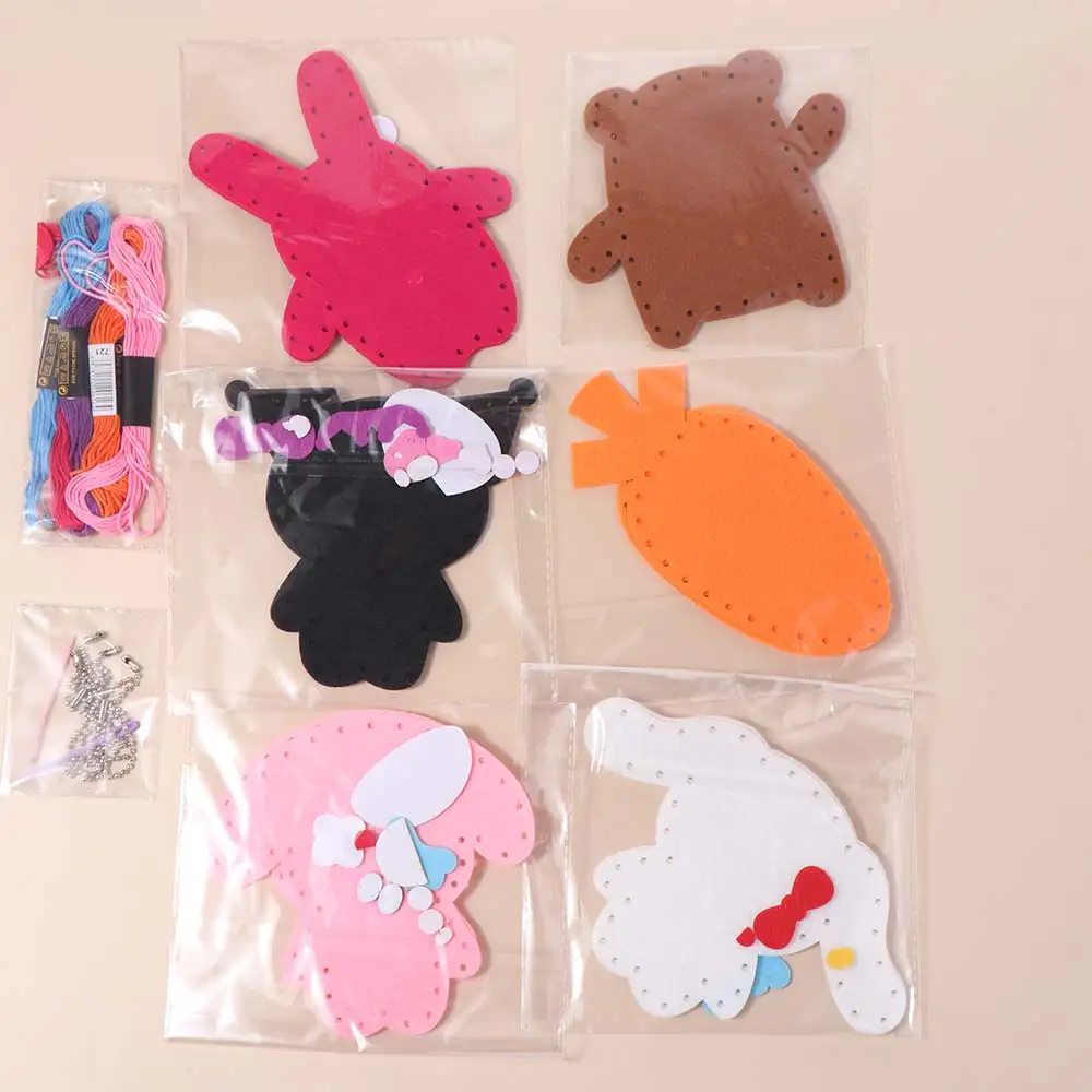 6 sztuk/zestaw Zestaw do szycia zwierzątek z włókniny, filcowe zwierzątka, zajęcia szyciem, rękodzieło, breloczek, zestaw do rękodzieła DIY