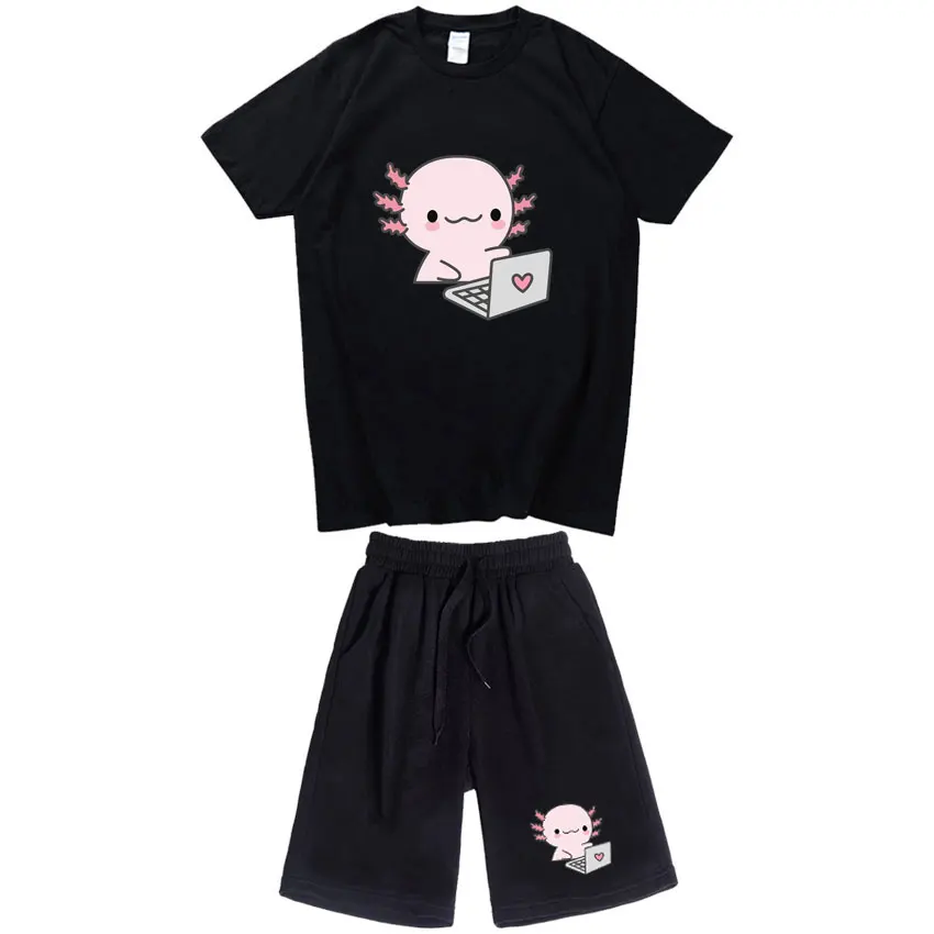 

Молочный чай Axolotl Boba Мужская Harajuku эстетика графика унисекс забавная Повседневная футболка с коротким рукавом костюм Новинка 2024