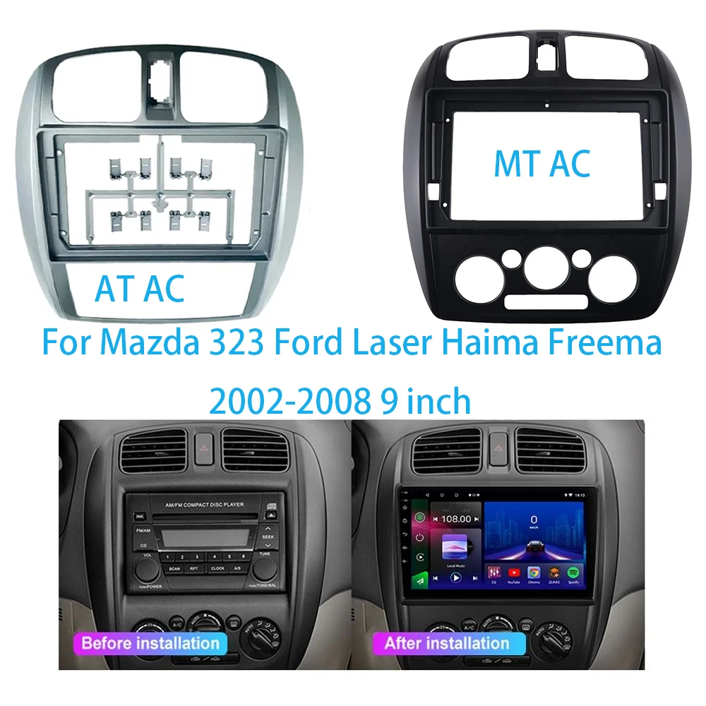 9 Inch Car Frame Fascia Adapter Android Radio Audio Dash Fitting Panel Kit For Mazda 323 Ford Laser Haima Freema 2002-2008