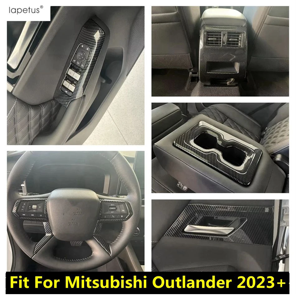 

Steering Wheel / Water Cup / Handle Bowl / Window Lift Cover Trim For Mitsubishi Outlander 2023 2024 Carbon Fiber Accessories