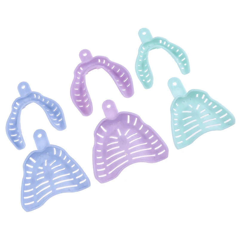 6Pcs Disposable Plastic Dental Impression Trays Teeth Holder Dental Clinic Oral Taking Mold Auxiliary Tool