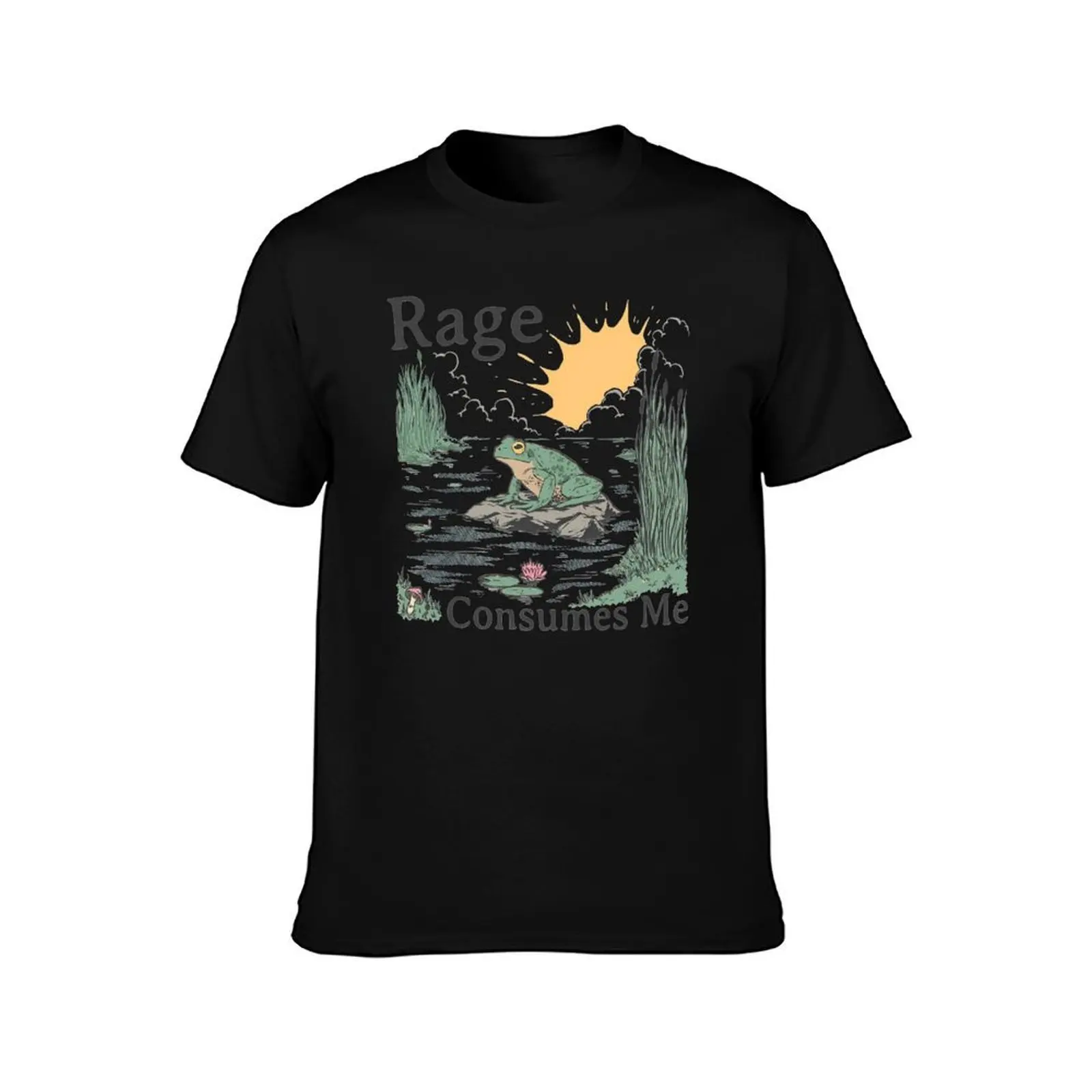 Rage Consumes Me Frog Pond Funny Frog Retro T-Shirt Summer Casual Cotton Tee Oversized Streetwear Tops Unisex Men Women
