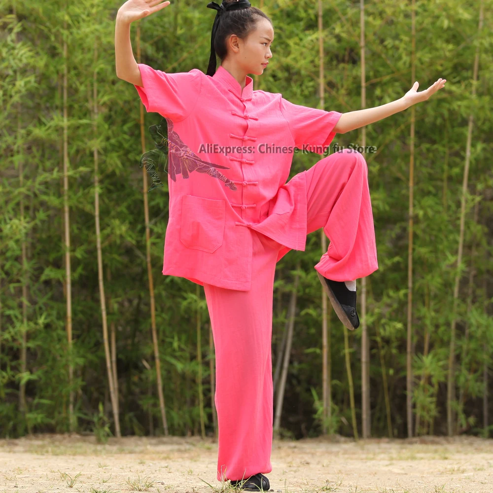 

25 Colors Wudang Taoist Women's Shortsleeves Summer Tai Chi Uniforms Martial arts Kung fu Training Suit Wushu Wing Chun Clothes