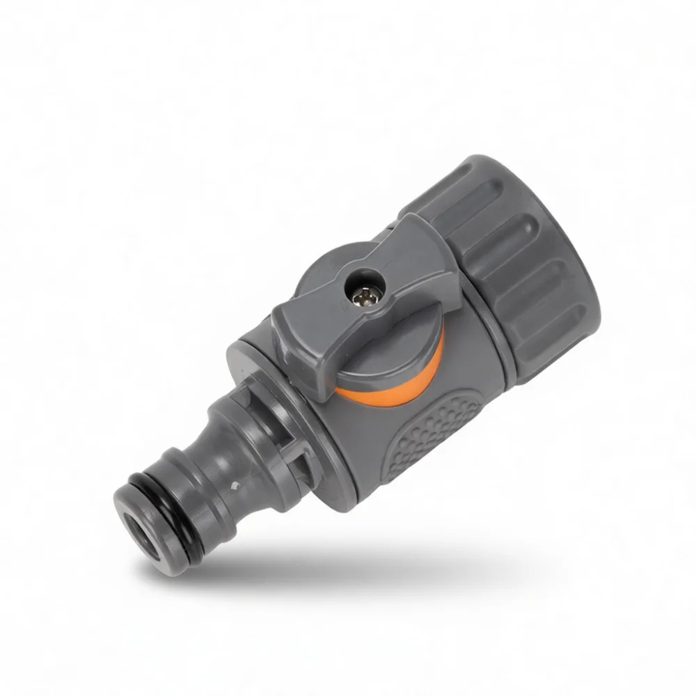 Quick Connector For Garden Hose With Shut Off Valve Threaded Rubberized Pipe Adapter Irrigation Watering Flow Control Fitting
