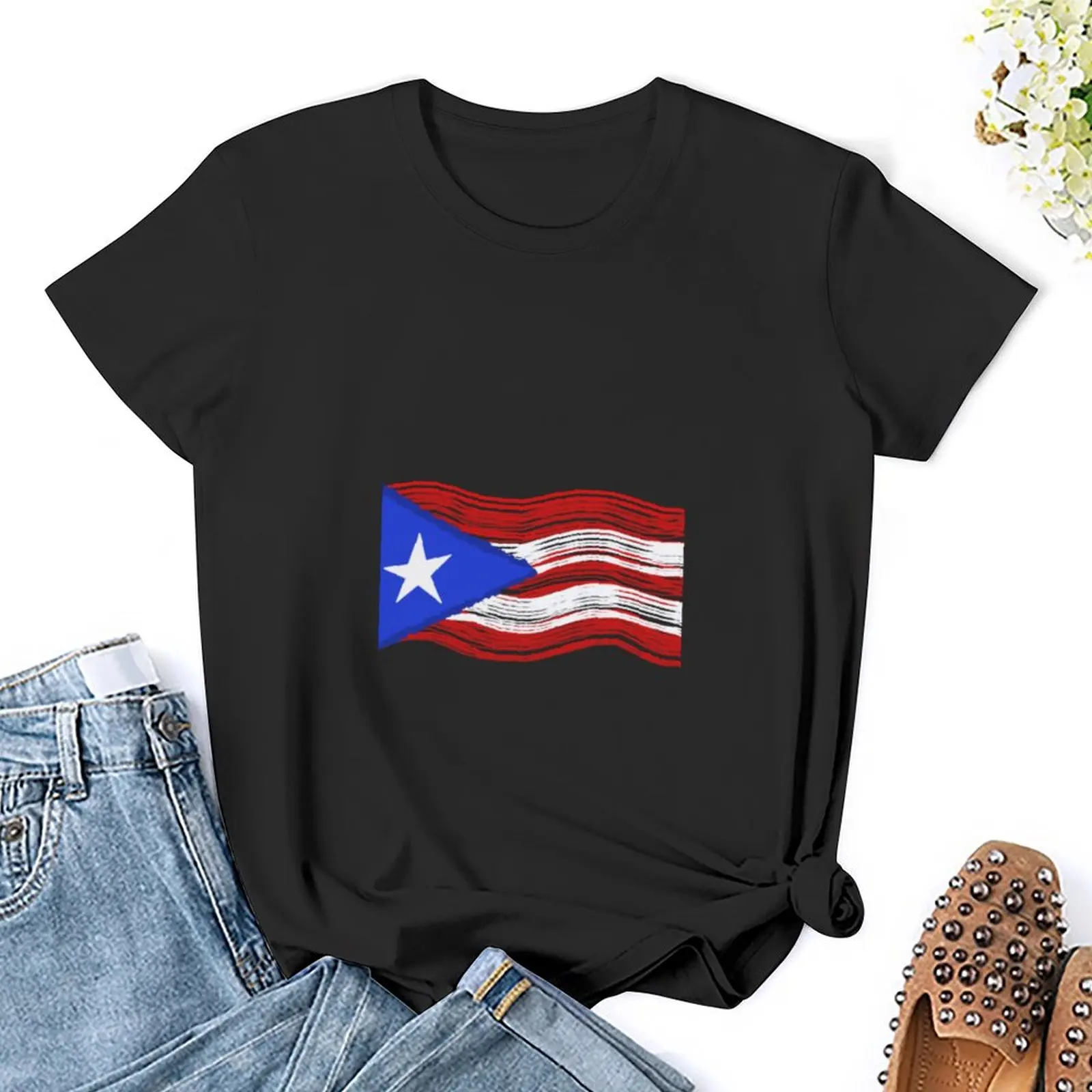 Puerto Rican Flag T-Shirt Hippie Kleding Plus Size Tops Vrouwelijke Koreaanse Mode Katoenen T Shirts Vrouwen