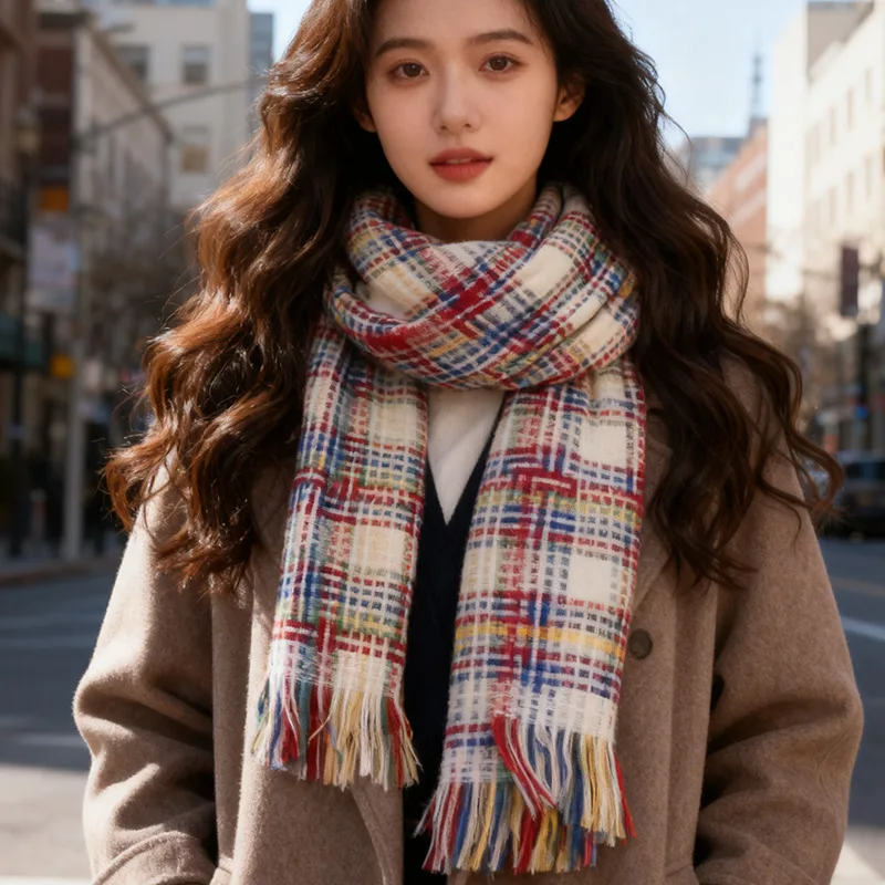 

Новый длинный шарф в этническом стиле с кисточками, теплый, зимний, женский, устойчивый к холоду, для ношения поверх верхней одежды