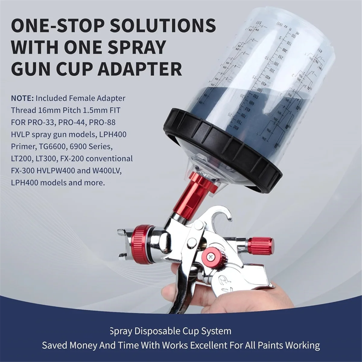 Tasse de peinture AT59, gobelets de mélange de peinture HVLP, Kit de 27 onces (800ML) avec système de 45 tasses et couvercles, avec anneau de retenue