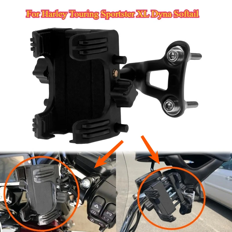 mobile-phone-holder-adjustable-cell-phone-clip-mount-bracket-stand-motorcycle-for-harley-touring-sportster-xl-dyna-softail