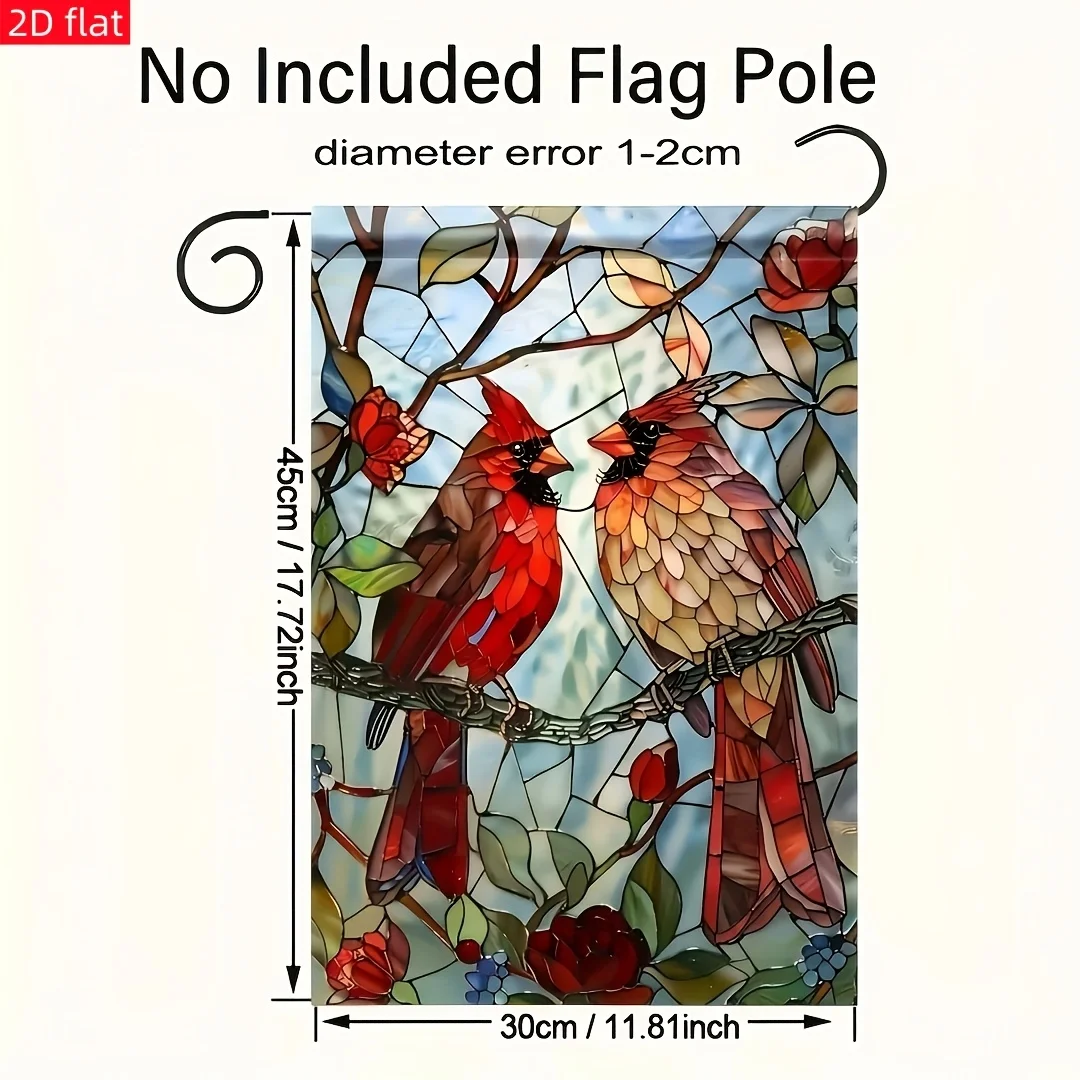 2D FLAT Cardinal Welcome Garden Flag, Very Durable Polyester Material, Double-sided Design, 18x12 Inches, Suitable for Outdoor Decoration, Garden Decoration, No Electricity Required, No Flagpole