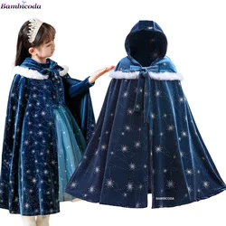 Girl Clothes Princess Cloak Hooded Coat Cape Cinderella Fancy Party Costume Clothes Winter Christmas New Year Dress 3-10 Years
