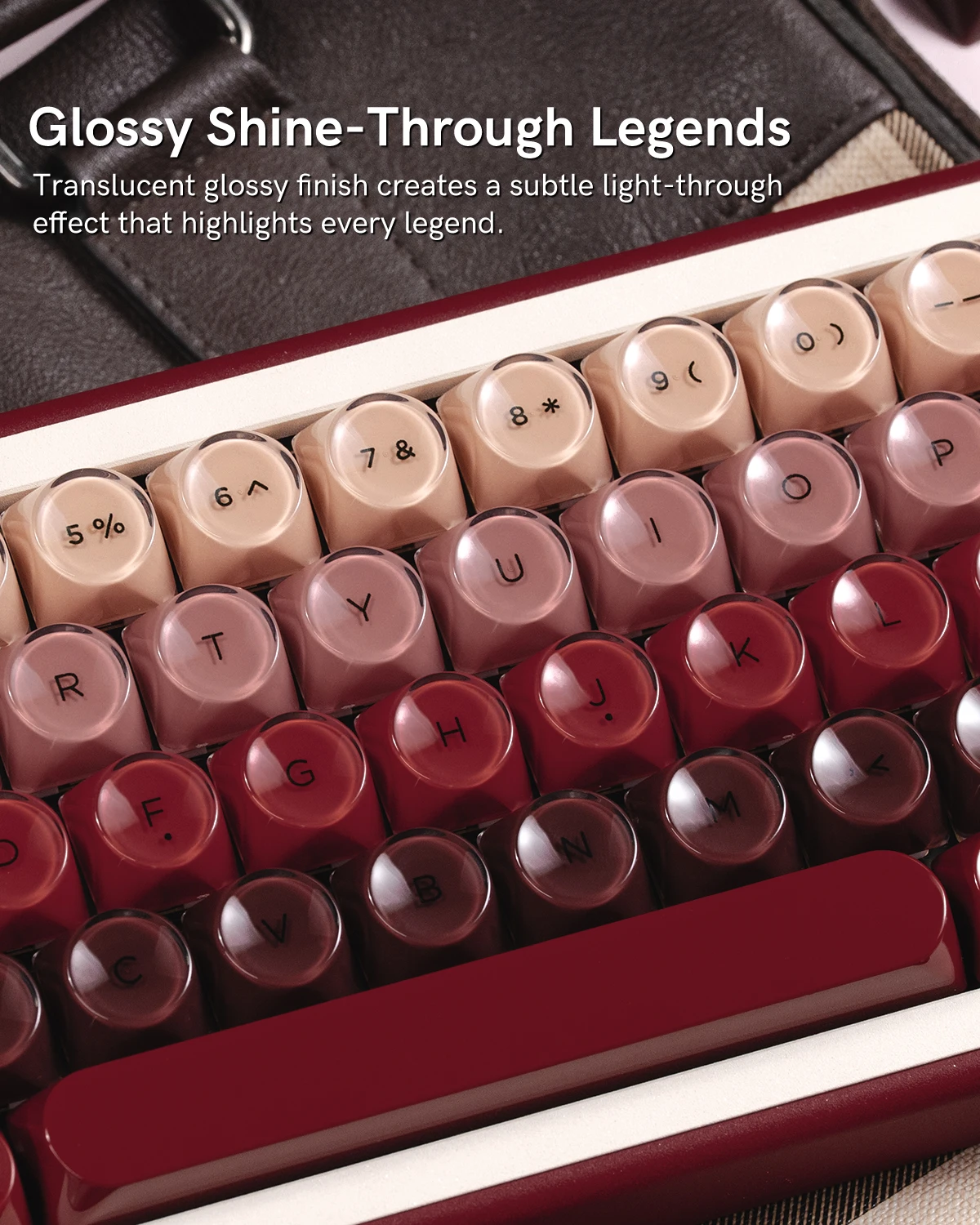 Frosted Texture Gradient Foundation&Red Lipstick Theme Keycaps 75% PBT Double Shot HOA Profile 132 Keys For Mx Switch Mechanical