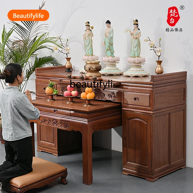 Mesa de Buda de Altar de madera maciza A13, caja de incienso de Altar de santuario de estilo chino, mesa de ofrenda de templo, mesa de Dios para el hogar