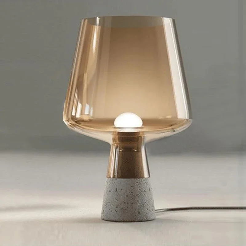 

Nordic Creative Modern Floor Lamp Cement Base Glass Lampshade Home Decoration Bedroom Bedside LED Desk Lamp Study Lighting