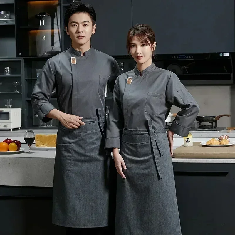 Dining Chef Uniform Long-Sleeved Men'S Autumn and Winter Clothing Hotel for Cook Restaurant Kitchen Chef Costume