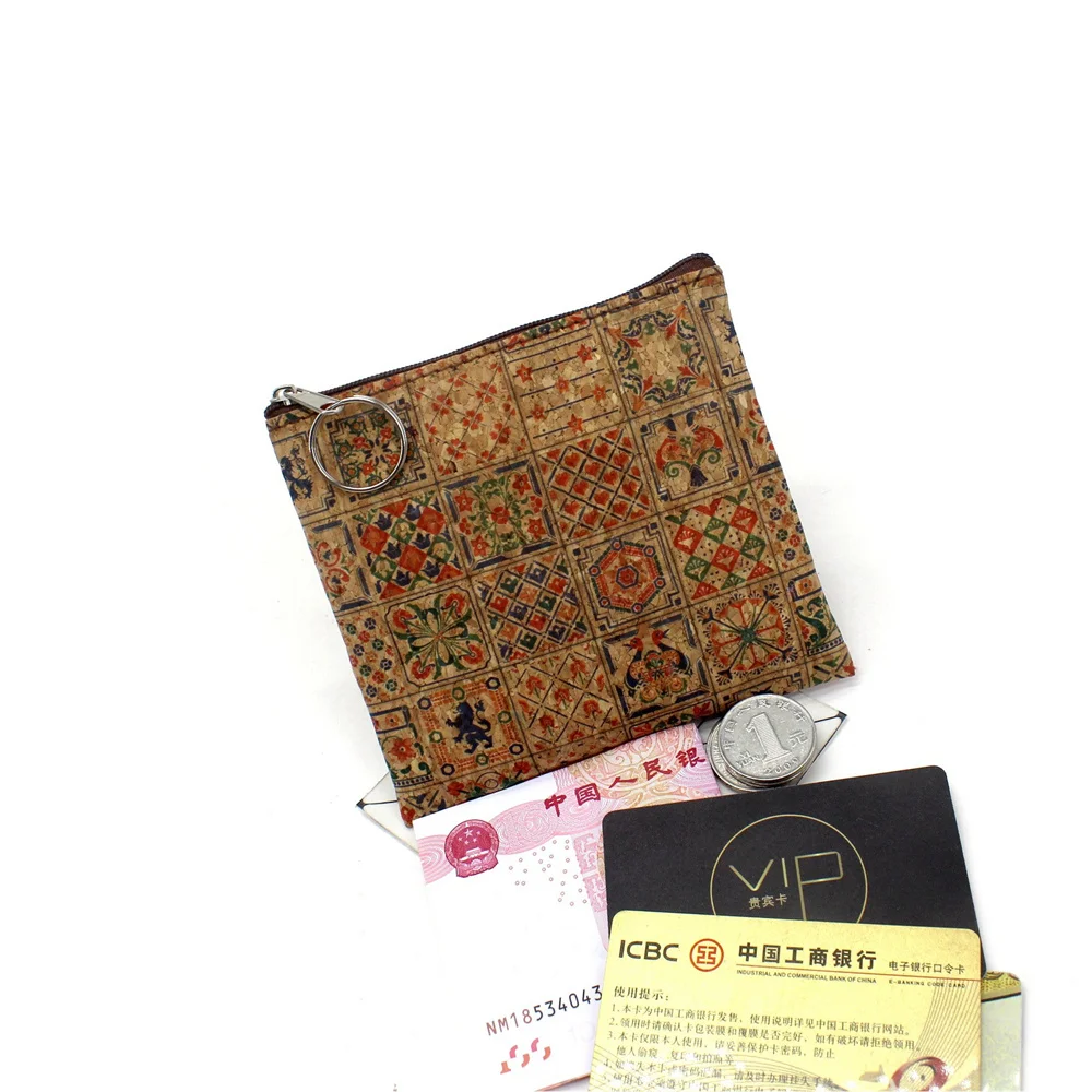 Vintage Fashion Real Wood Grain Printing Coin Purse Bark Cork Grain Coin Bag Casual Nostalgic Clutch Key New Small Square Bag