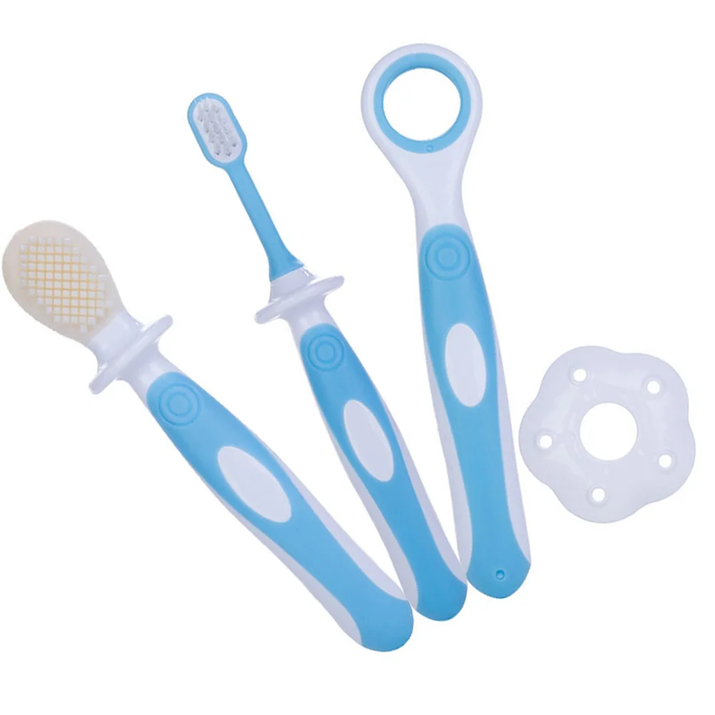 فرشاة أسنان الطفل فائقة النعومة من السيليكون للطعام مجموعة العناية بالفم للرضع فرشاة مزدوجة الجوانب لتنظيف أسنان الأطفال الصغار لطيفة خالية من مادة Bpa #2