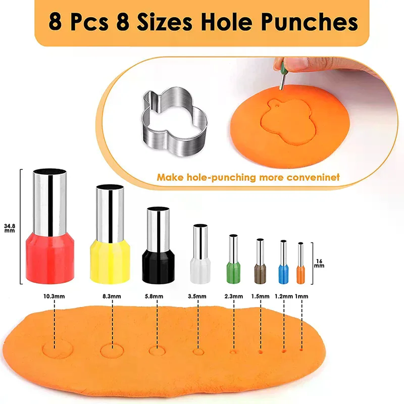 Punches 8 Pcs Sizes Polymer Clay Cutter Molds Hole Tool Set Diy Earrings Making Craft Handmade